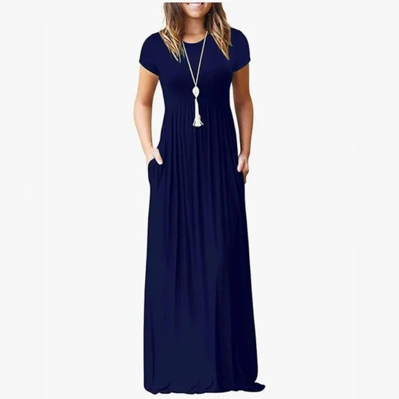 Elegant Navy Blue Maxi Dress - Picture 1 of 5